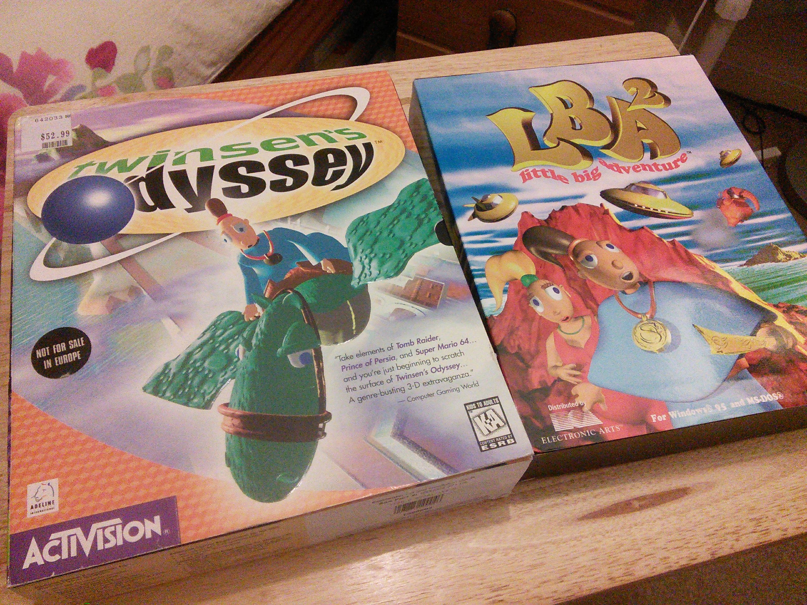 North American Twinsen's Odyssey and European Little Big Adventure 2 boxes